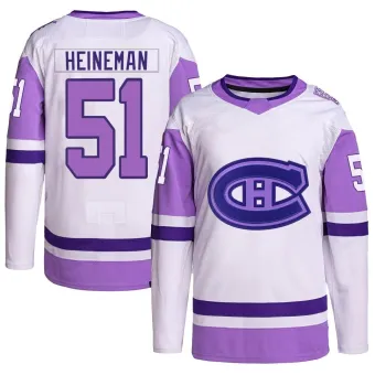 Men's Emil Heineman Montreal Canadiens Hockey Fights Cancer Primegreen Jersey - White/Purple Authentic