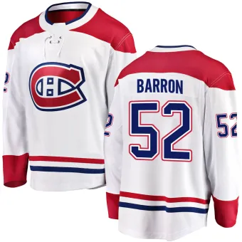 Men's Justin Barron Montreal Canadiens Away Jersey - White Breakaway