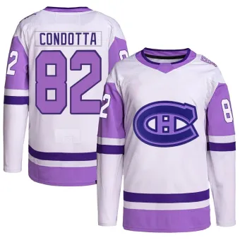 Men's Lucas Condotta Montreal Canadiens Hockey Fights Cancer Primegreen Jersey - White/Purple Authentic