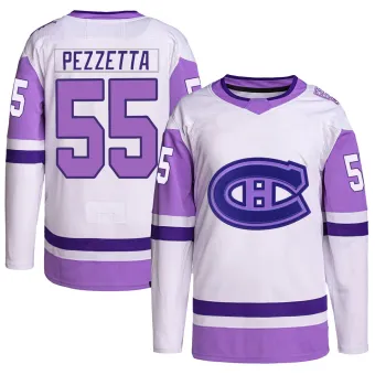 Men's Michael Pezzetta Montreal Canadiens Hockey Fights Cancer Primegreen Jersey - White/Purple Authentic