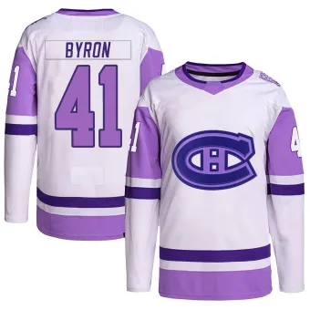 Men's Paul Byron Montreal Canadiens Hockey Fights Cancer Primegreen Jersey - White/Purple Authentic