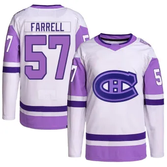 Men's Sean Farrell Montreal Canadiens Hockey Fights Cancer Primegreen Jersey - White/Purple Authentic