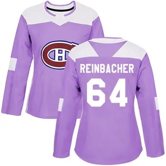 Women's David Reinbacher Montreal Canadiens Fights Cancer Practice Jersey - Purple Authentic