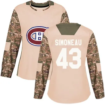 Women's Xavier Simoneau Montreal Canadiens Veterans Day Practice Jersey - Camo Authentic