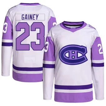 Youth Bob Gainey Montreal Canadiens Hockey Fights Cancer Primegreen Jersey - White/Purple Authentic