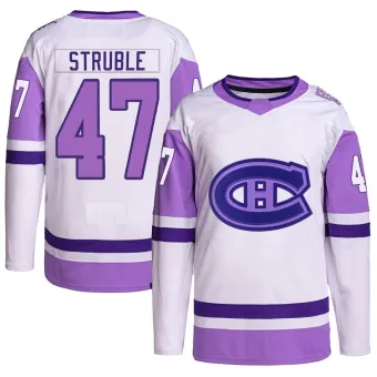 Youth Jayden Struble Montreal Canadiens Hockey Fights Cancer Primegreen Jersey - White/Purple Authentic